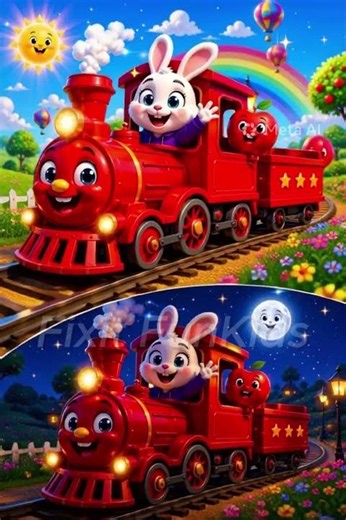 Red Red Coach Song for Kids 🚂❤️ | Rainbow Train #shortsfeed