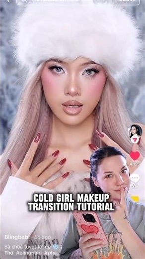 Cold Girl transition tutorial 👀 makeup 1 or 2?! IB ‪@blingbabi‬