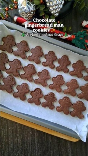 Chocolate gingerbread man cookies - Day 17 of Christmas Recipes 🎄 #food #baking #christmascookies