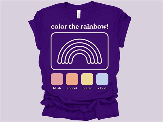 Color the Rainbow Tee | Pastel Paint Palette Graphic - Etsy