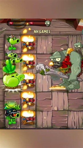 PvZ2 Epic Plant Food: Pea and Torchwood vs Jurassic Gargantuar zombie