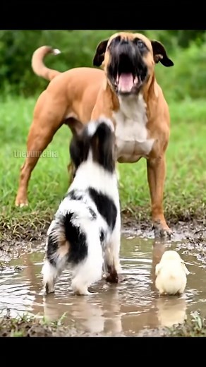 22K views · 96 reactions | Hilarious Small Dogs Bully Chick Then Get Scared By Big Dog! #dogs #funny | Pawsome Stories | Facebook