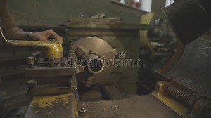 The Worker Sets Up the Lathe for Operation. Installation of Cutting and Workpieces on a Lathe, Close-up. Stock Footage - Video of instrument, mechanic: 217859450