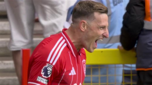 Wood scores his second goal of the day for Forest