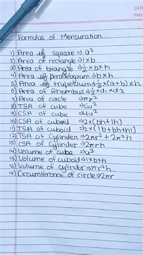 How to learn mensuration formulas || #maths #education