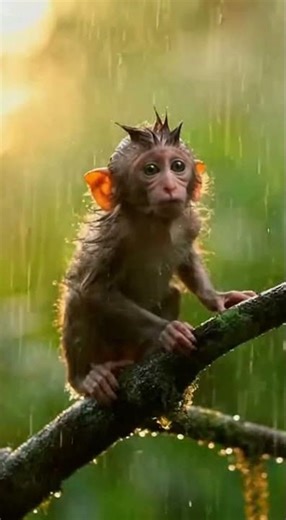 cute baby monkey finally found its lost mom #monkeychallenge #monkeyvideo