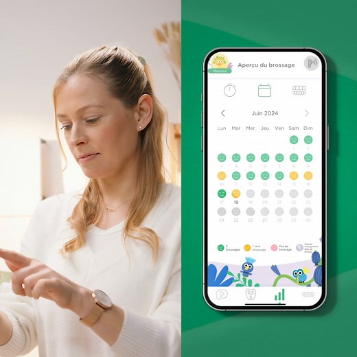GUM® Playbrush - Suivez la santé bucco-dentaire de vos enfants de près ✨ 👉 Brosse à dents électrique interactive Avec plus de 17 000 mouvements par minute, 2 modes de brossage, un capteur de pression et un contrôle de la vitesse, elle offre un nettoyage efficace et doux des dents des enfants. C’est la brosse à dents parfaite pour apprendre de manière ludique les bonnes habitudes d'hygiène bucco-dentaire ! 👉 Coach de brossage interactif La visualisation 3D de la bouche aide les enfants à appren