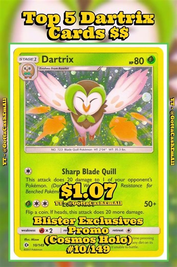 Top 5 RAREST Dartrix Pokémon Cards! 🦉🍃 #pokemon #top5 #tcg #pokémon #pokemoncards #pokemontcg