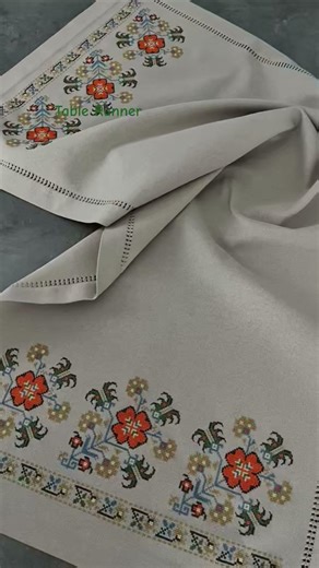 Cross stitch table runner designs. #artandcraft #crossstitch #tabletop #tablerunner #handbroidery