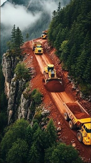 Extreme Mountain Road Construction — Heavy Machinery on the Edge!