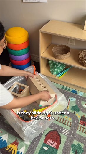 You don’t have to spend a lot of money on bulky storage bins or if you don’t have space for them, you can use these inexpensive but amazing quality bags from IKEA. 🏠 The $2 PARKLA storage cases are perfect for toy rotations and can slide under a bed or sofa, or stack neatly in small closets. The 69¢ PARKLA shoe bags are great for storing small pieces like puzzles, game parts, or little toy sets. #toydeclutter #toystorage #parenthack #ikeamusthaves | heyazka