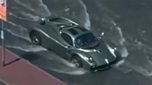 Hero Drives Their Pagani Utopia Through the Flooded Streets of Dubai