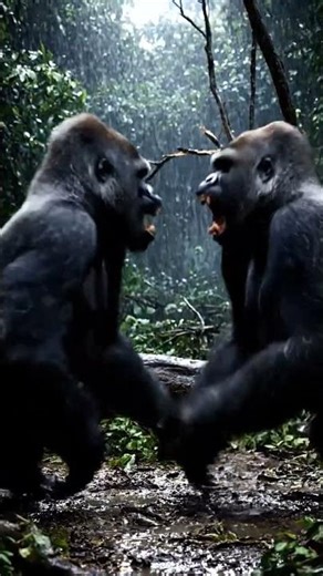This Gorilla Fight Shook the Jungle 🔥 #wildlife#shorts