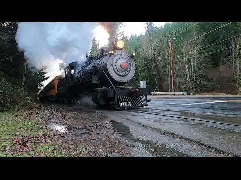 Mount Rainier Scenic Railroad Steam Train Road Crossing State Route 706