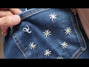 DIY Embroidered Jeans | Cute Daisy Flower Pocket Design 🌼✨|hand embroidery on Jeans|flower design