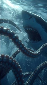 Shark vs Octopus: Digital Art