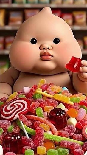 Little baby eating candy 🍬 😋