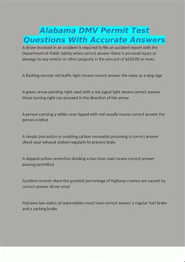 Latest Alabama DMV Permit Test Questions With Accurate Answers15 video