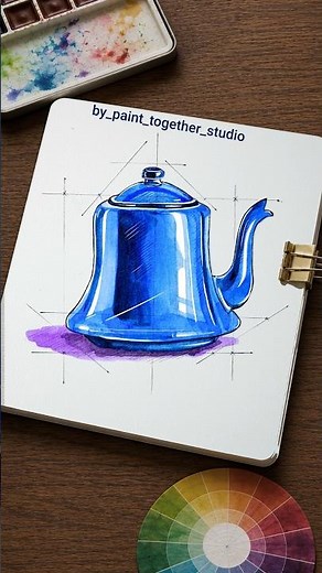 🔵 Blue Kettle Product Sketch Tutorial | Easy Industrial Drawing & Illustration