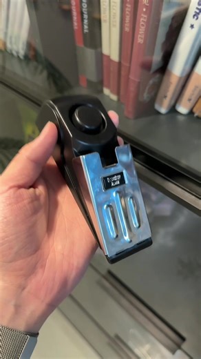 This door stopper alarm is perfect forvaaction styas at random places. Keepyour family safe! #alarms #homesecurity #securitysystem #dooralarm #tiktokmademebuyit