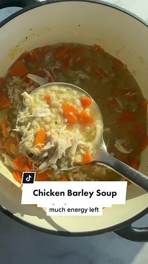 6 ingredient Chicken Barley Soup 🙌❤️ (recipe at the 🔗 in my bio) #so... | soup recipe