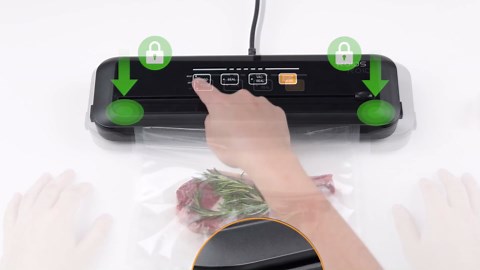 KOIOS Vacuum Sealer Machine, 90Kpa Automatic Vacuum Air food sealer/Built-in Cutter Starter Kit, Dry & Moist Food Preservation Modes, Pulse Function, LED Indicator Lights, Black