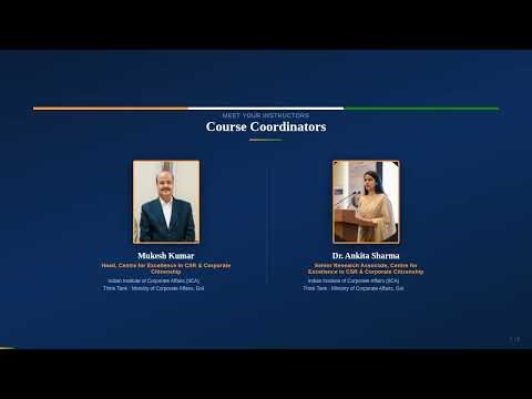 CSR, ESG & Sustainability Programme | SWAYAM MOOC by IICA