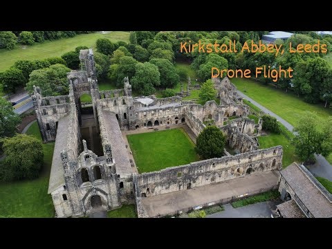 Kirkstall Abbey monastery ruins, Leeds, Drone Videography.