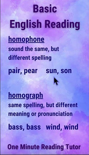 Homophones vs Homographs - Basic English Reading #readingenglish #americanaccent #phonics #howtoread