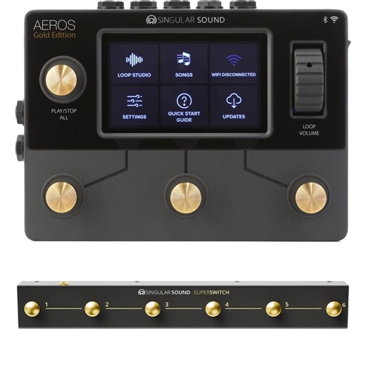 Singular Sound Aeros Loop Studio Gold Edition Stereo Looper Pedal with SuperSwitch Footswitch
