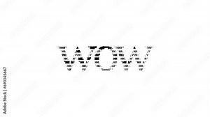 Wow ascii animation loop on white background. Ascii code art symbols typewriter in and out effect with looped motion.