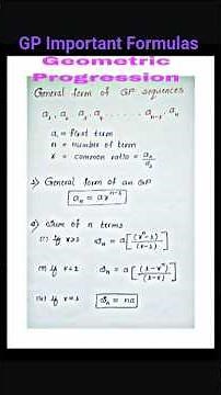 Geometric Progression Important Formulas #exampreparation #maths