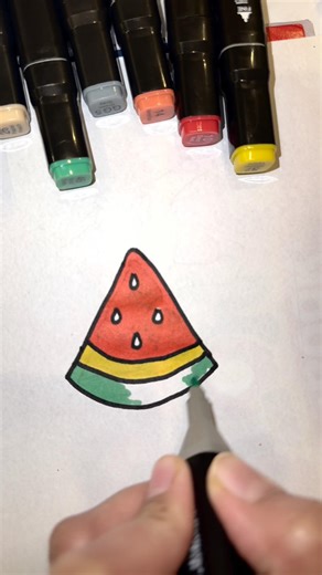 Drawing and Coloring Watermelon for Kids 🍉 | Easy Fruit Coloring Page