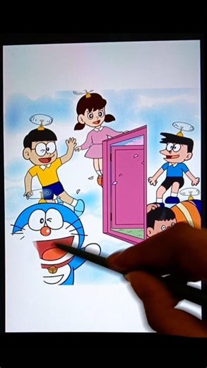 Doraemon and Friends Digital Art Transformation🎨 #doraemon #digitalart #transformation #fyp #shorts