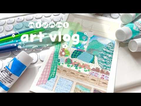 【art vlog】韓国旅行の思い出を描く🎨Korea/travel/art/illustration
