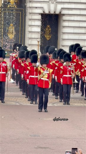 Drum Major of the Coldstream guards leading the Band of the Welsh guards #buckinghampalace #drummajor #london #militaryband | Donna Sharene
