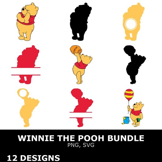 Winnie the Pooh SVG Bundle, Winnie the Pooh Clipart, Cutting Files for Cricut - Etsy