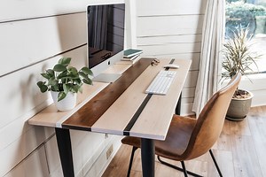 Solid Maple Desk: "the Lindsey" Modern Farmhouse Home Office Desk - Etsy