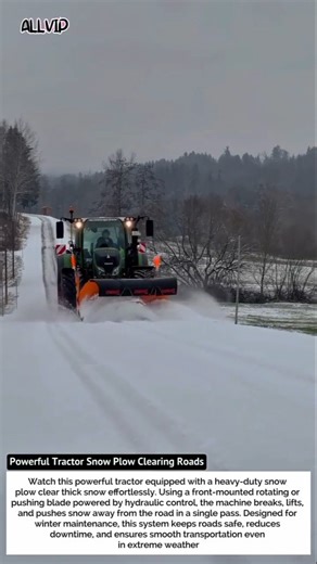 Powerful Tractor Snow Plow Clearing Roads | Winter Machine