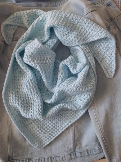 Sky Blue Cashmere Scarf, Light Blue Triangle Kerchief, Hand-knitted Soft Moss Stitch Bandana, Luxury Cashmere Shawl for Women, Premium Gift - Etsy