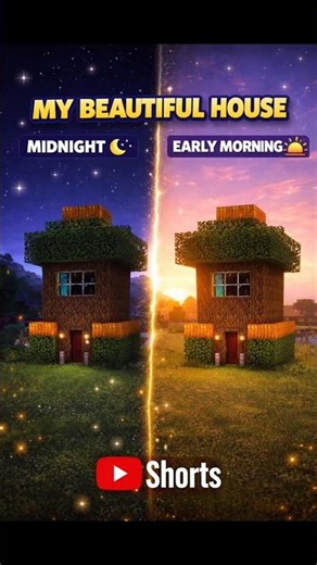 Midnight vs Morning in Minecraft 🌙🌅 (My House Build) #shorts