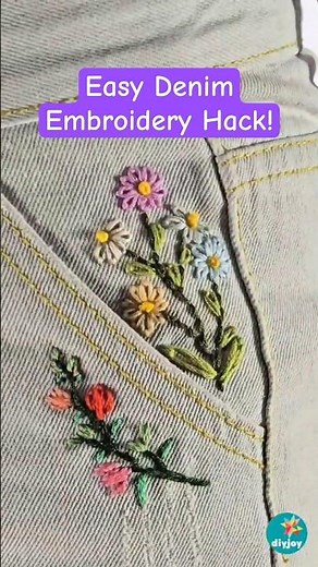 Easy Flower Embroidery on Jeans | Crafts Embroidery Tutorial for Beginner #sewing #embroidery
