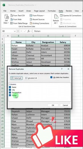 How To Remove Duplicates in Ms Excel.#trending #excel #viral #exceltips #shortvideo