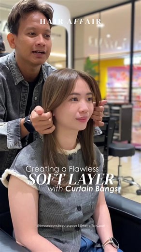 Soft Layer with Curtain Bangs by @Ikhlasat ✨ Thank you for coming and entrusting your hair to us At Hair Affair | Puri Indah Mall #hairaffair #salonindonesia #salonjakartabarat #salonpuri #hairaffairpuri
