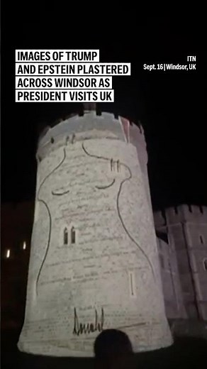 Images of Trump and Epstein plastered across Windsor as President visits UK