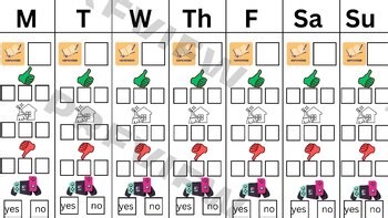 Weekly Behavior Tracker | Visual Behavior Chart | Video game |  Autism
