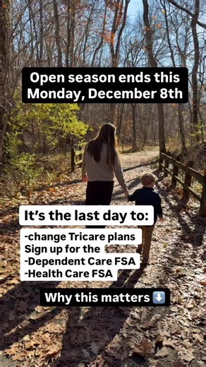 Breanna Lynn | MONDAY, DECEMBER 8th is the end of open season for TRICARE and signing up for a HEALTH CARE FSA and DEPENDENT CARE FSA. The FSAa are not a... | Instagram