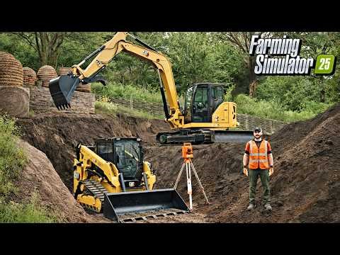 Most SATISFYING Retaining Wall Build in FS25! 🧱 Heavy Equipment Stone Work