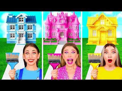 One Colored House Challenge | Barbie vs Bratz Mermaids