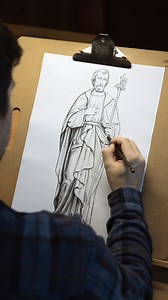 The second sketch for fundraising support of this project has now been completed by our designer Béla in collaboration with Harrison Design. This depiction of St. Joseph serves as the companion piece to our drawing of the Blessed Virgin Mary, and we hope to have the opportunity to bring both designs to life. We’ll be showing you the colored version of this sketch soon, so stay tuned! #albl_oberammergau #sacredart #inthestudio | ALBL Oberammergau